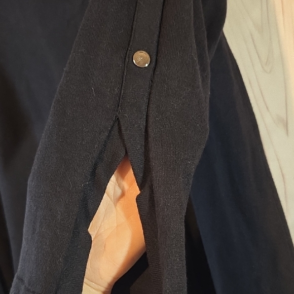 Alfani Black Silver Studded Women's Blouse With Notched Sleeves Size Large - Picture 7 of 7